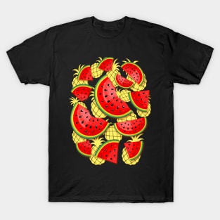 Watermelon and Pineapple Juicy Pattern T-Shirt